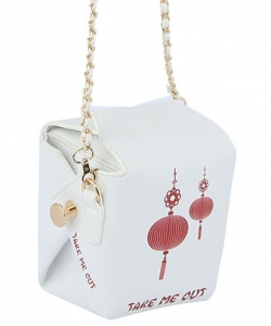 Chinese Takeout Box Chain Crossbody Bag JY-0052 WHITE